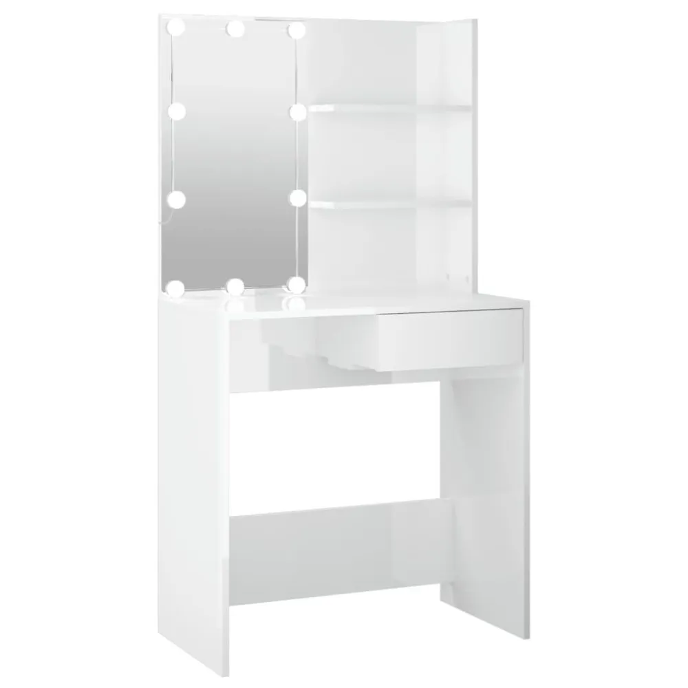 Toucador com LEDs 74,5x40x141 cm branco radiante