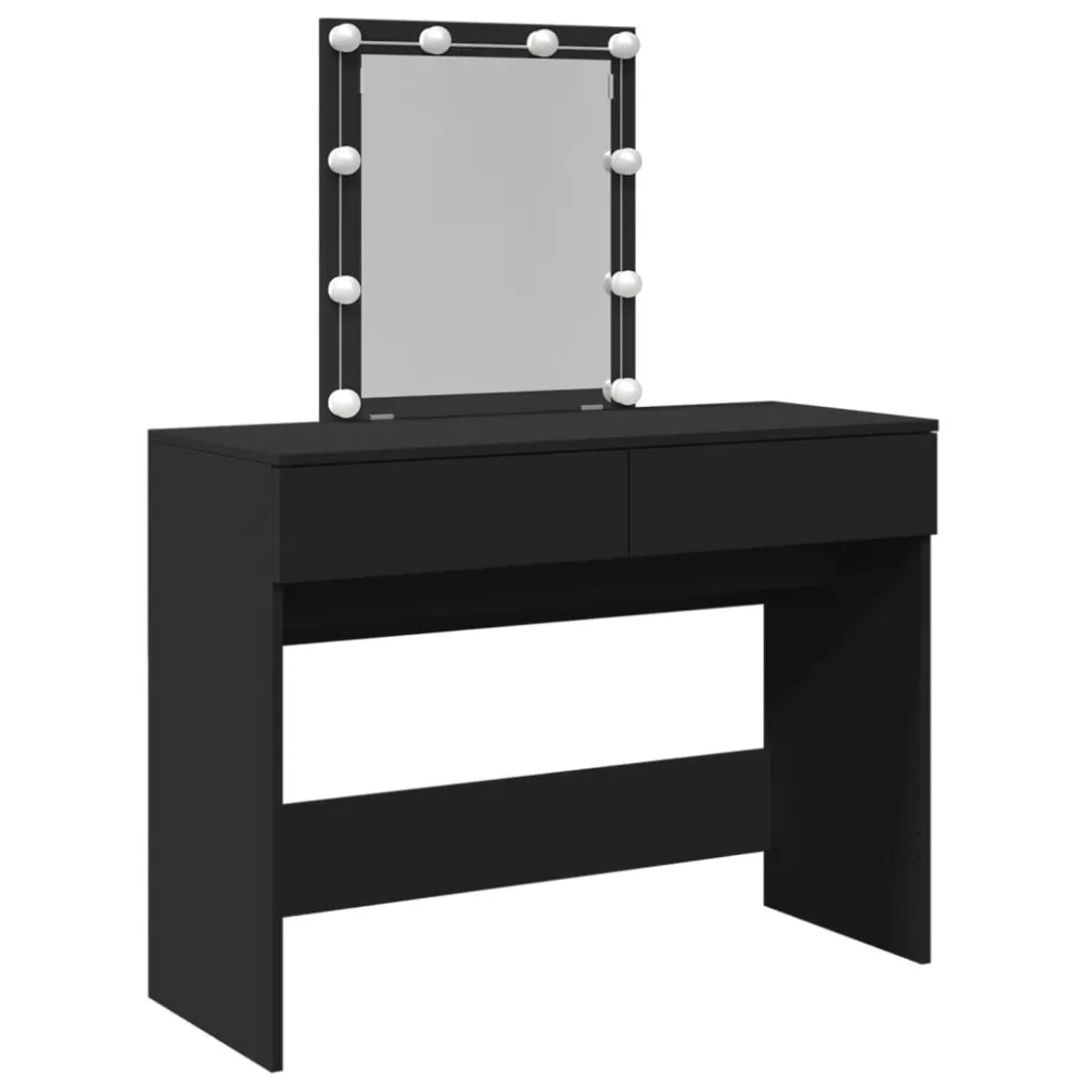 Toucador com luzes LED 100x40x130 cm preto com Sensor de Movimento
