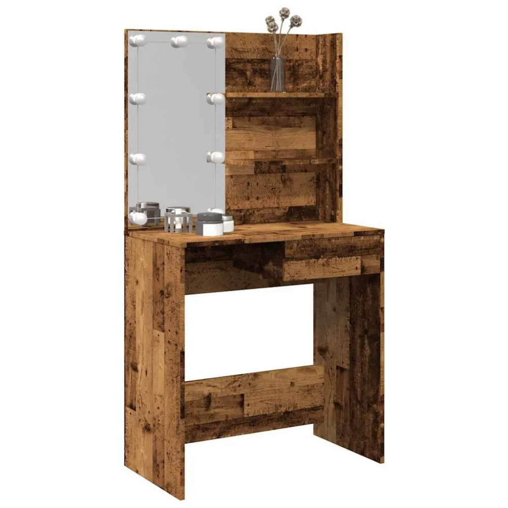 Toucador com luzes LED 74,5x40x141 cm madeira velha Kit com 2 Unidades