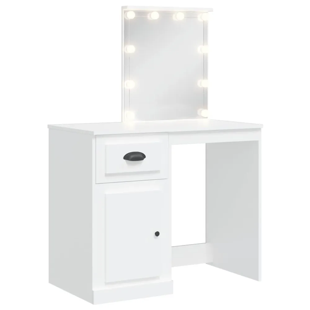 Toucador com luzes LED 90x42x132,5 cm branco para Jardim e Pátio