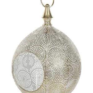 Lanterna decorativa em metálico dourado 33 cm LAESO