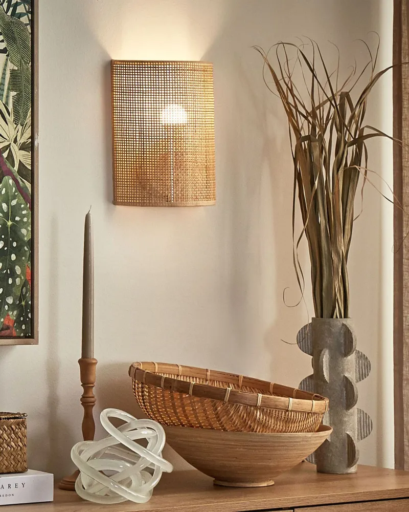Kit de Iluminação Temática Completo Rattan Wall Lamp Orgânico DEMITRIE