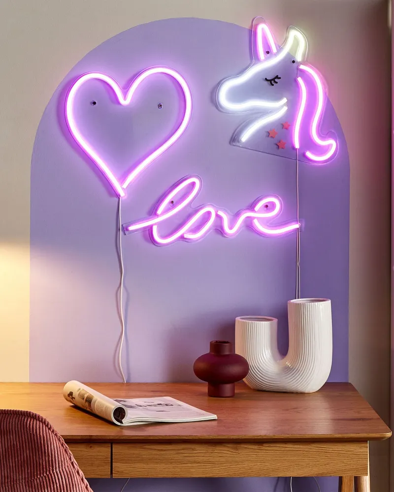 Set 3 Neon LED Wall Signs Flamingo SUSIE