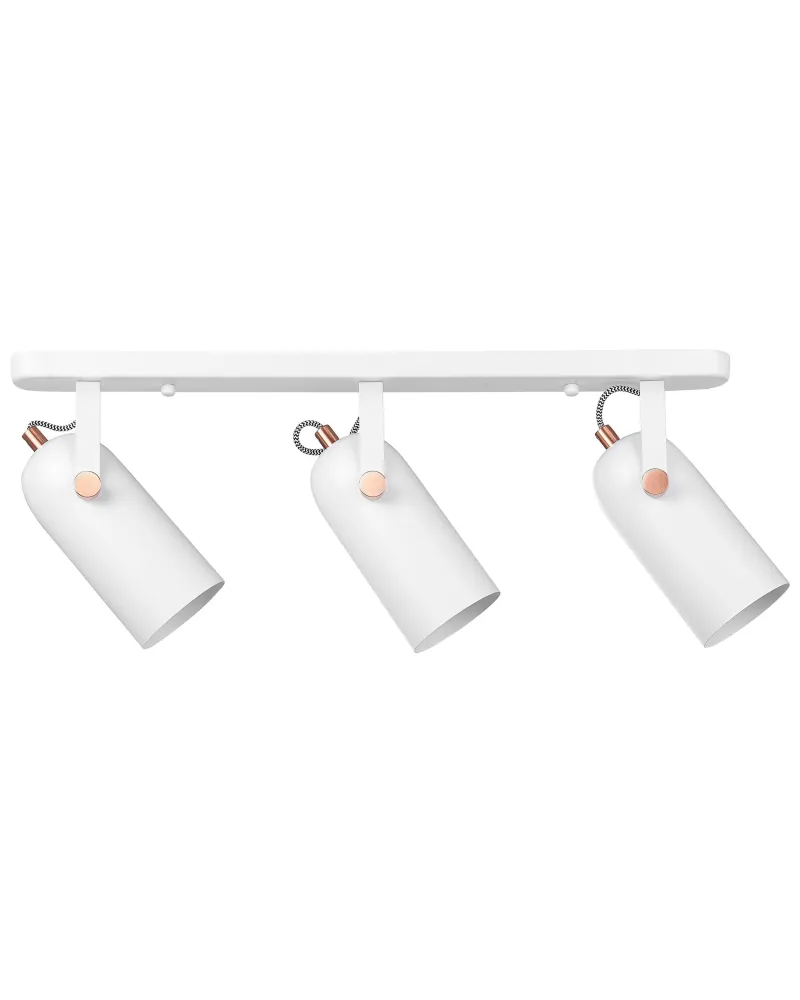 Luminária de Vidro Texturizado Candeeiro de teto em metálico branco com 3 focos TYRIA