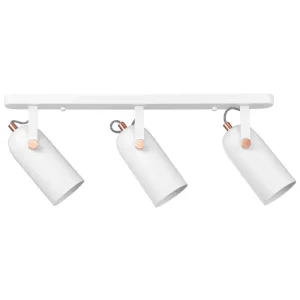 Luminária de Vidro Texturizado Candeeiro de teto em metálico branco com 3 focos TYRIA