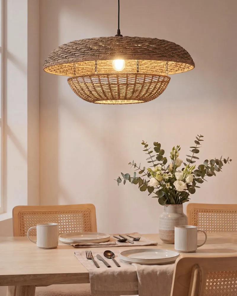 Luminária de Mesa Paper Rope Pendant Lamp Puro KIDEPO