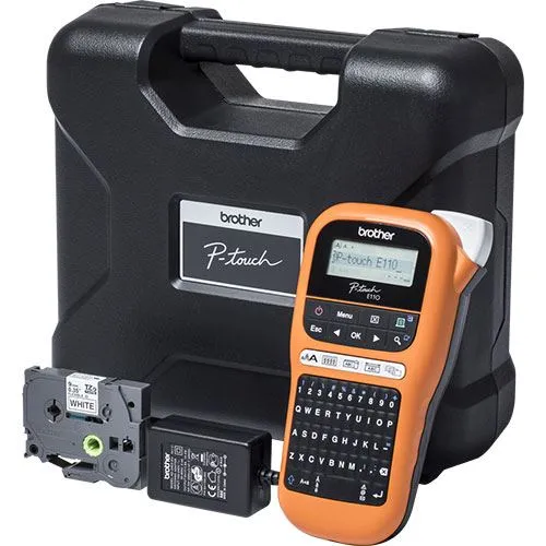 Máquina Rotuladora Profissional Brother PT-E110VP - Laranja | Design Escandinavo