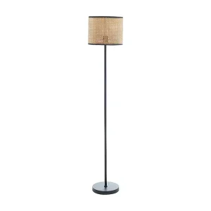 Candeeiro entrelaçado NEIROBI -Ferro/vime .145cm Preto/natural Estrutura em Ferro