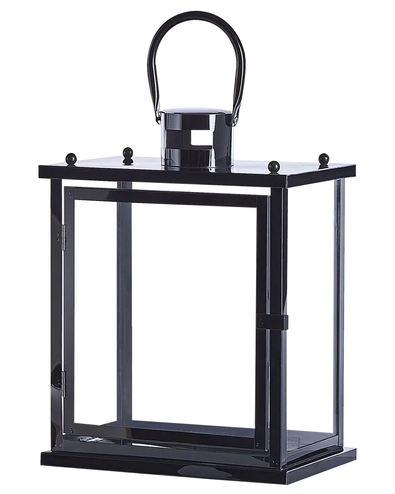 Lantern TENERIFE Metálico Black em Vidro Opalino