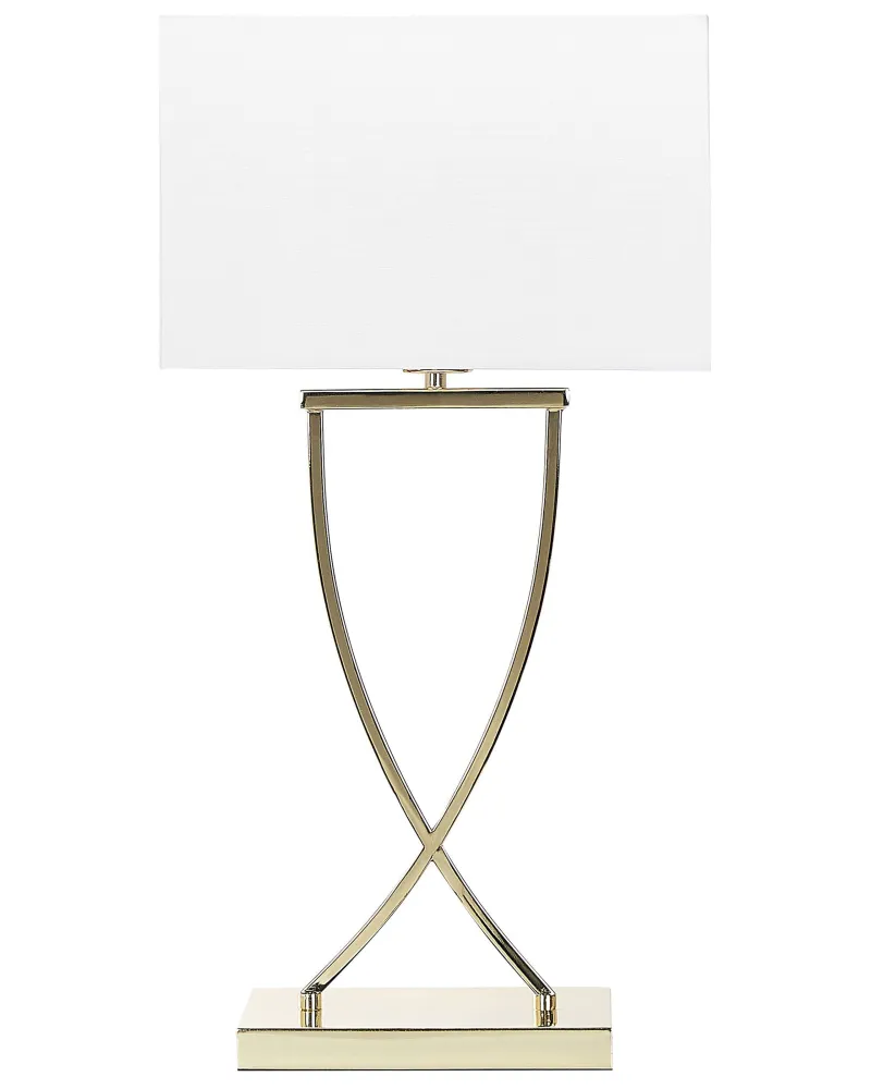 Candeeiro de mesa em metálico dourado e abajur branco YASUNI