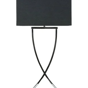 Candeeiro de mesa em metálico prateado e abajur preto YASUNI