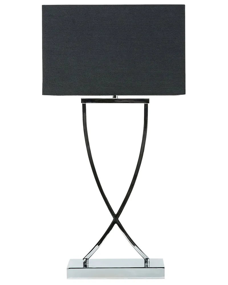 Candeeiro de mesa em metálico prateado e abajur preto YASUNI