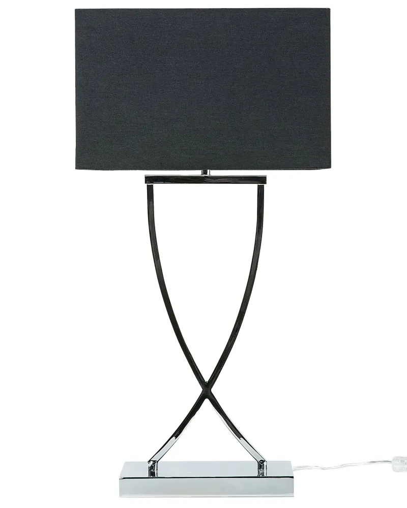 Candeeiro de mesa em metálico prateado e abajur preto YASUNI