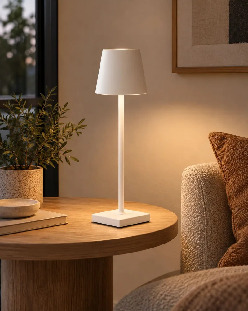 Candeeiro de mesa sem fios em metálico branco VALIRA