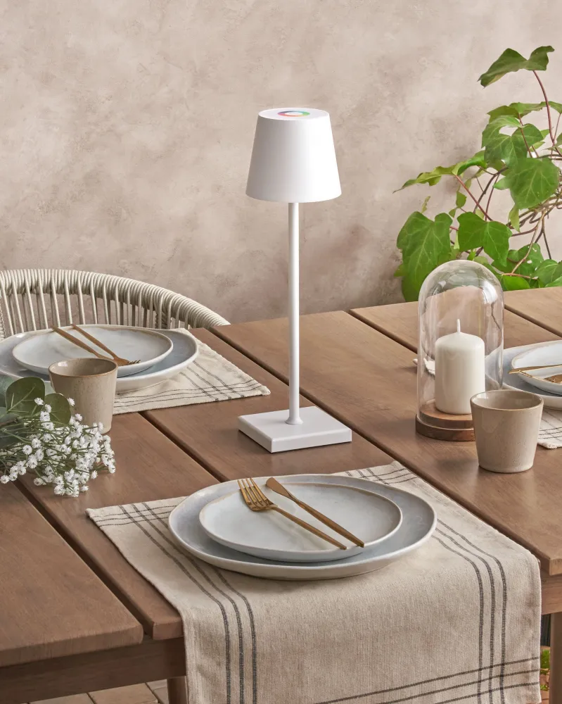 Candeeiro de mesa sem fios em metálico branco VALIRA