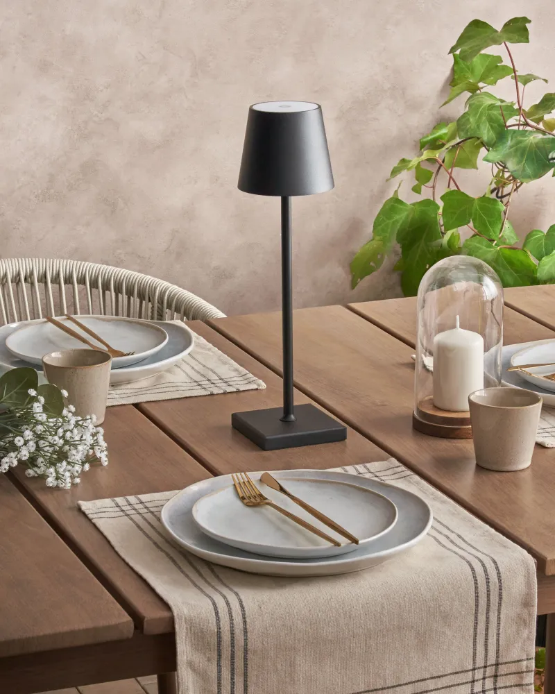 Candeeiro de mesa sem fios em metálico preto BACEIRO