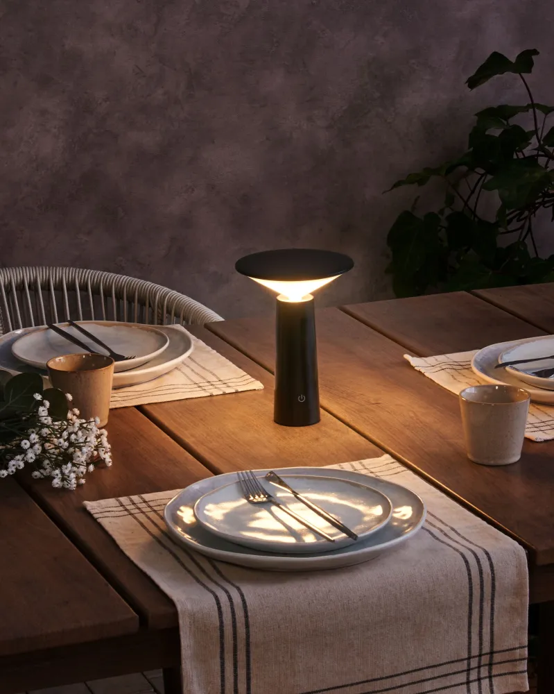 Candeeiro de mesa sem fios em metálico preto LEVIRA