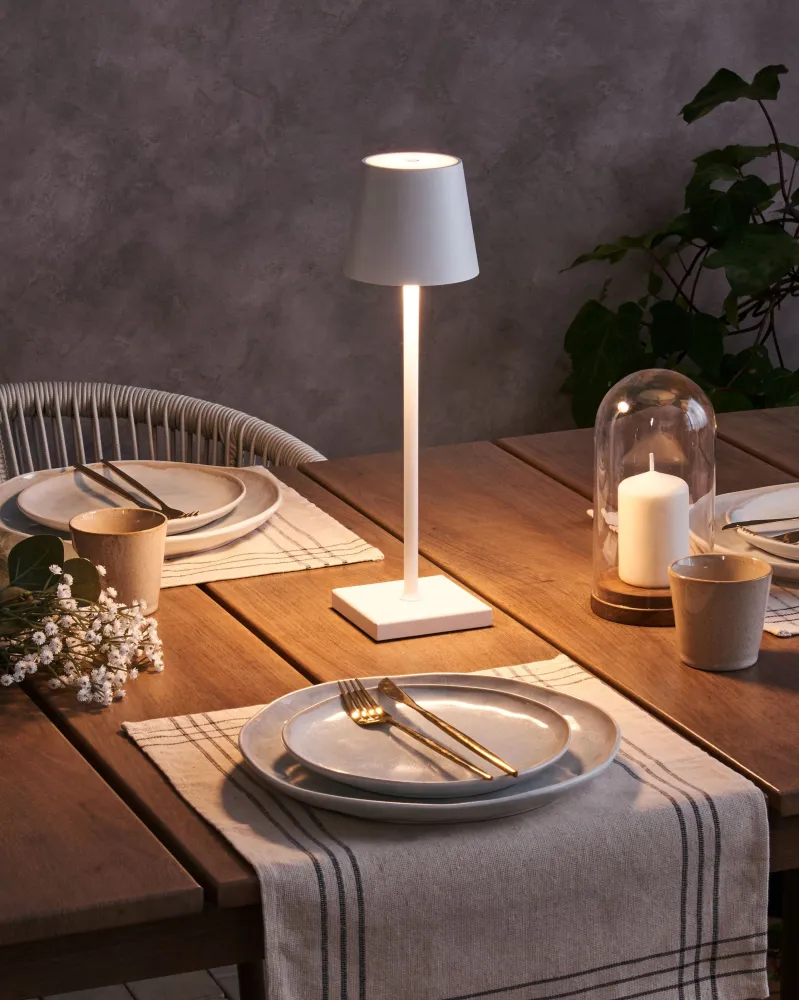 Design Moderno Wireless Metálico Table Lamp White BACEIRO