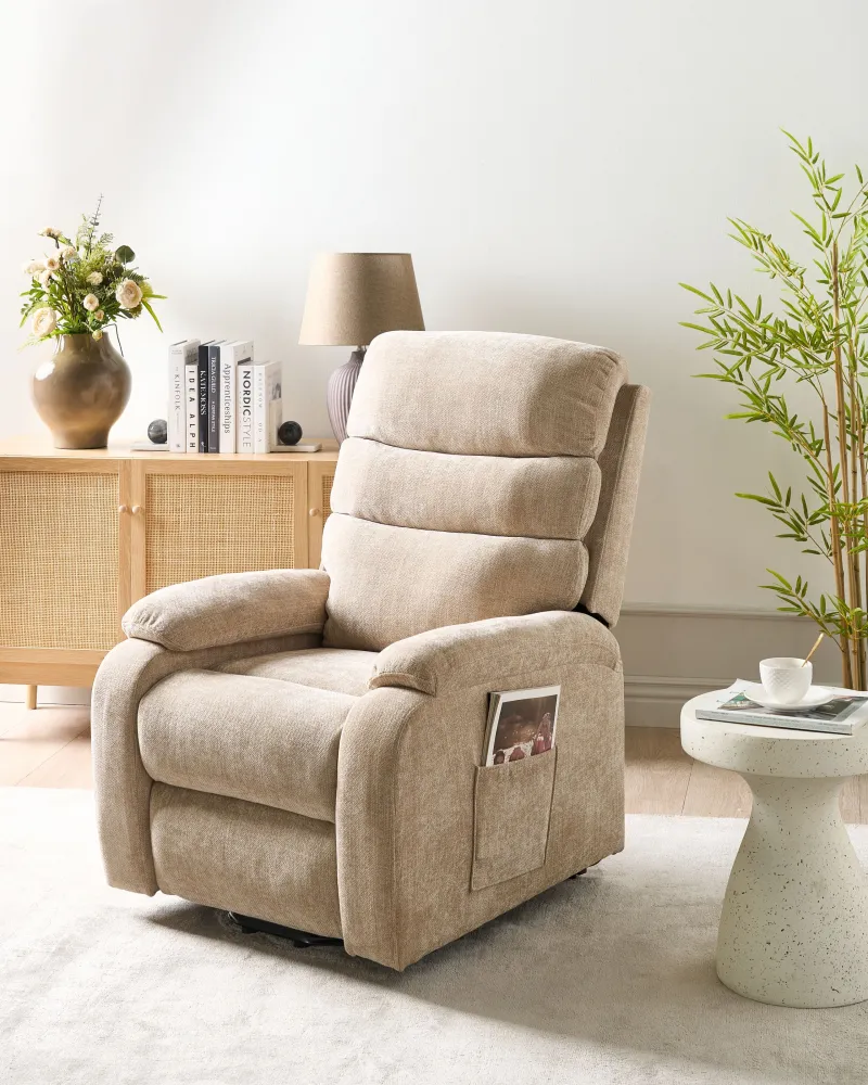 Electric Recliner Chair RISE Fabric Cor creme