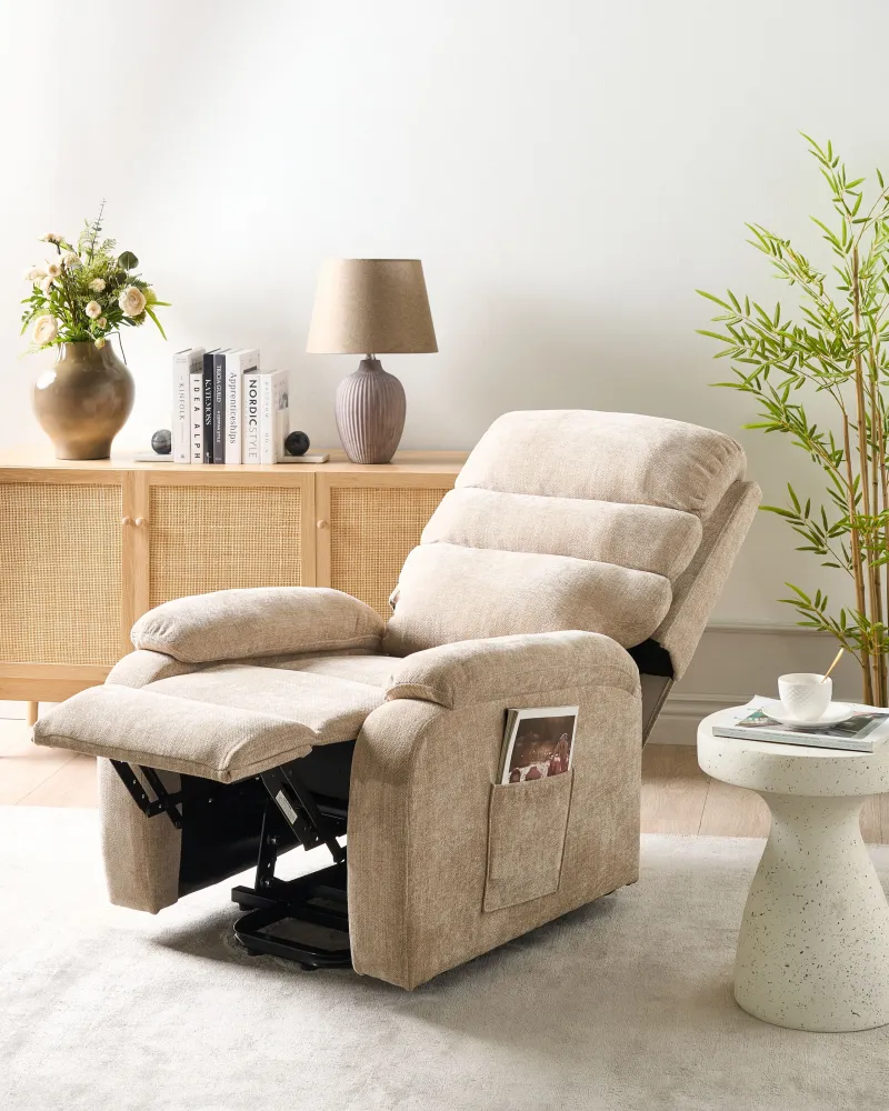 Electric Recliner Chair RISE Fabric Cor creme