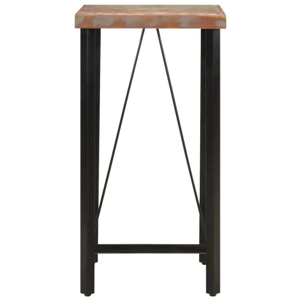 Mesa de bar 55x55x107 cm madeira recuperada maciç e ferro | Ajustável | 9W