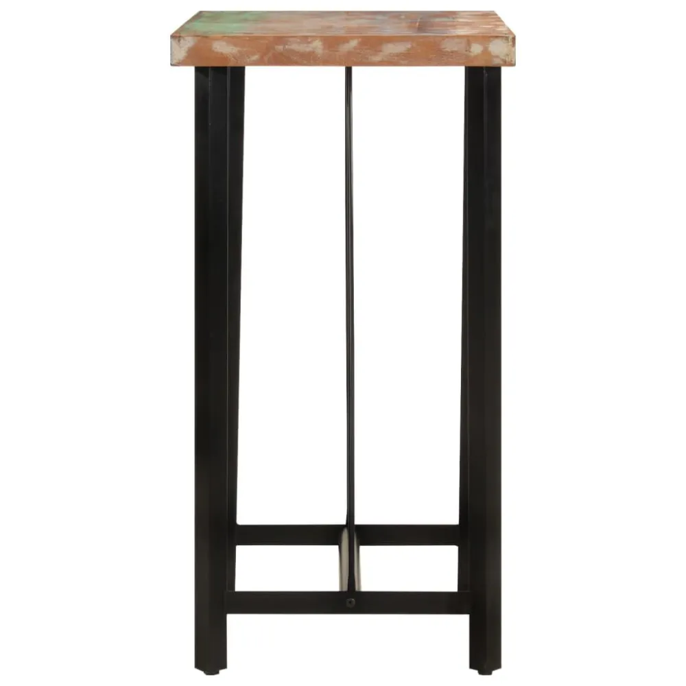 Mesa de bar 55x55x107 cm madeira recuperada maciç e ferro | Ajustável | 9W