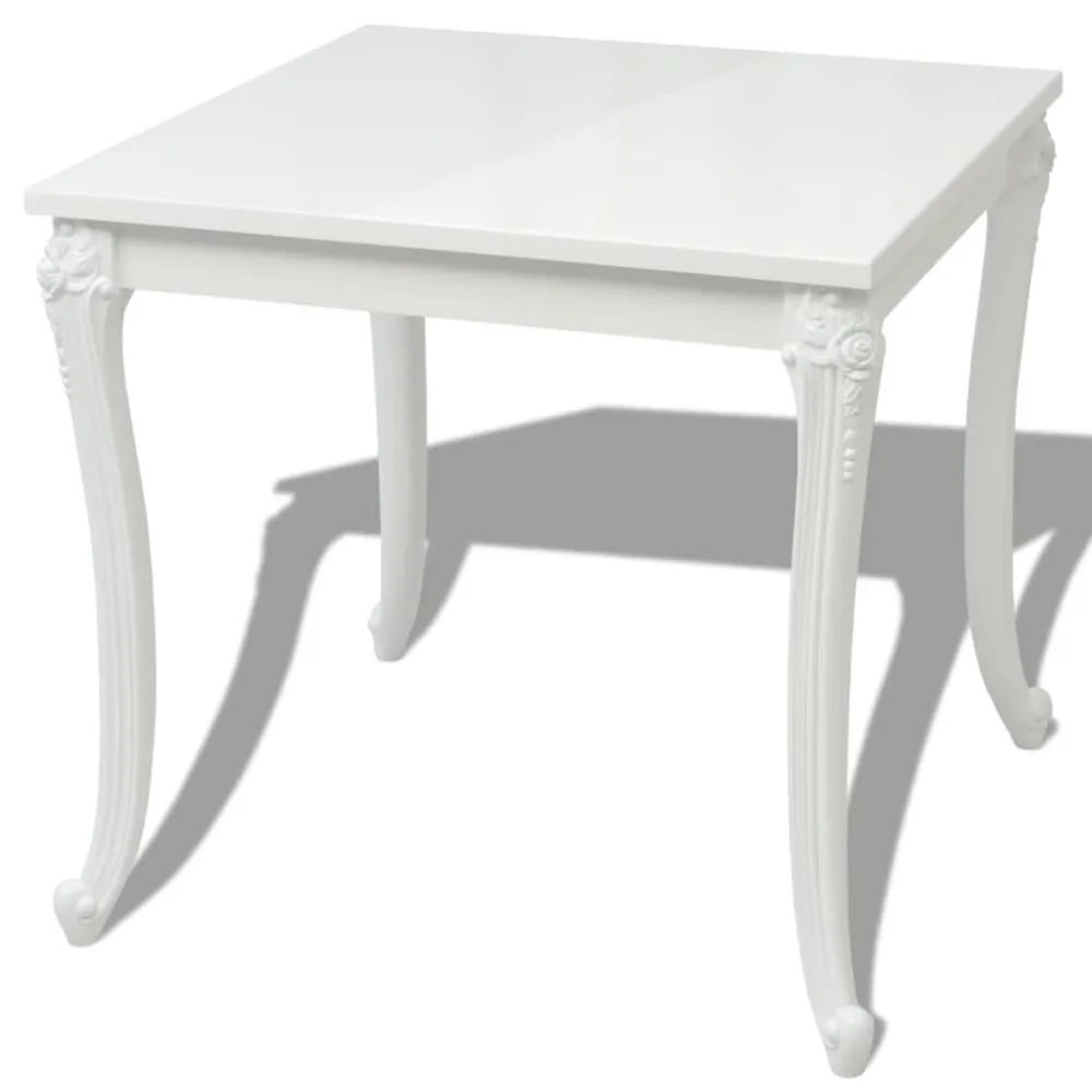 Mesa de jantar, 80x80x76 cm, branco luminoso