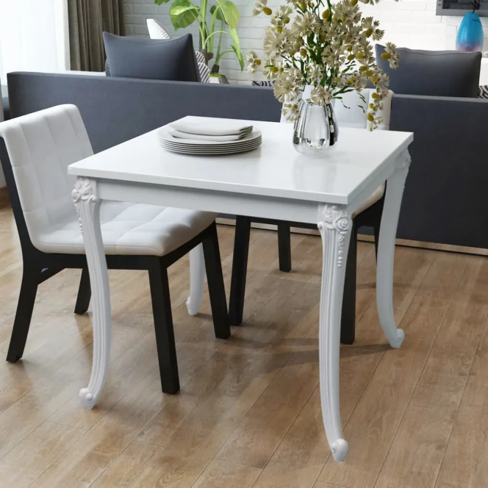 Mesa de jantar, 80x80x76 cm, branco luminoso
