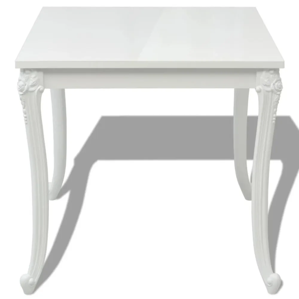 Mesa de jantar, 80x80x76 cm, branco luminoso