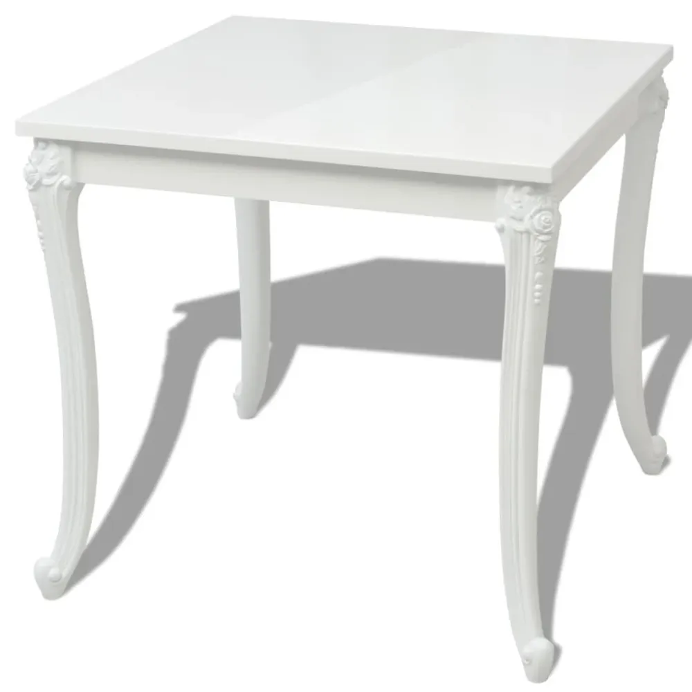 Mesa de jantar, 80x80x76 cm, branco luminoso