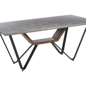 Mesa de jantar em efeito de betão e preta 180 x 90 cm BANDURA para Sala de Estar