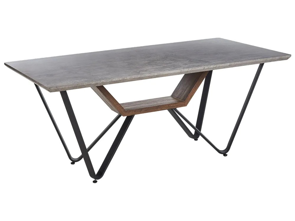 Mesa de jantar em efeito de betão e preta 180 x 90 cm BANDURA para Sala de Estar