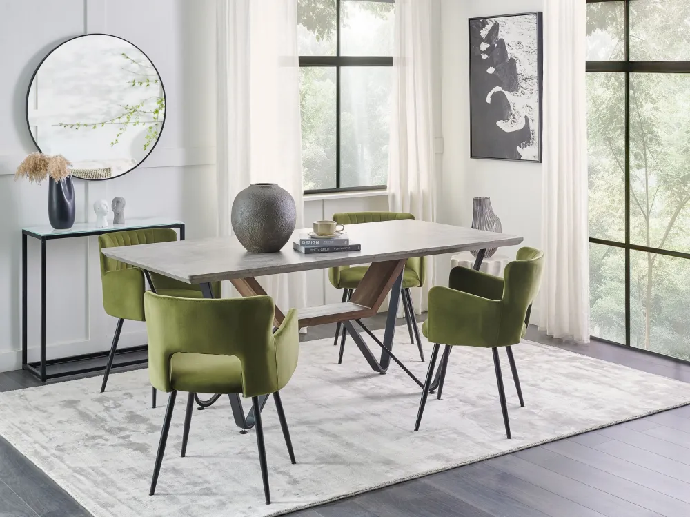 Mesa de jantar em efeito de betão e preta 180 x 90 cm BANDURA para Sala de Estar