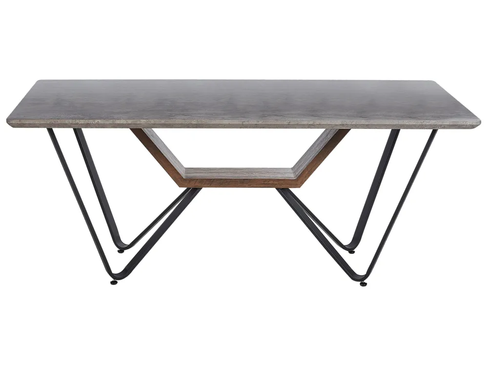 Mesa de jantar em efeito de betão e preta 180 x 90 cm BANDURA para Sala de Estar