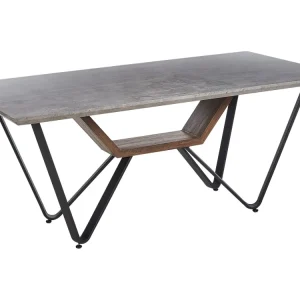 Mesa de jantar em efeito de betão e preta 180 x 90 cm BANDURA para Sala de Estar