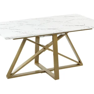 Mesa de jantar extensível com efeito de mármore e dourado 160/200 x 90 cm MAXIMUS para Sala de Estar