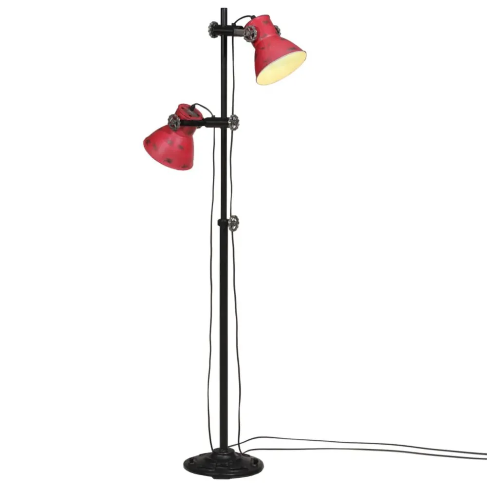 Candeeiro de pé 25 W 25x25x90/140 cm E27 vermelho desgastado para Quarto