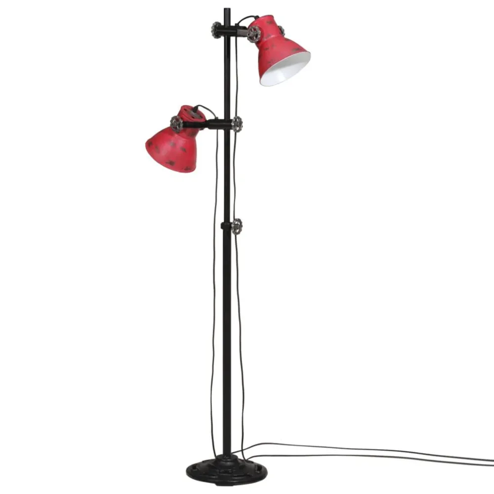Candeeiro de pé 25 W 25x25x90/140 cm E27 vermelho desgastado para Quarto