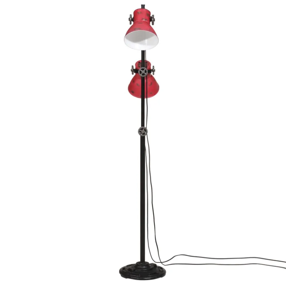 Candeeiro de pé 25 W 25x25x90/140 cm E27 vermelho desgastado para Quarto