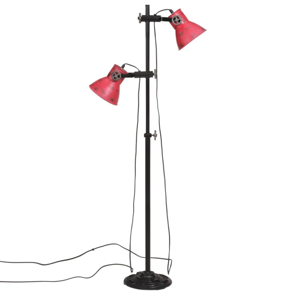 Candeeiro de pé 25 W 25x25x90/140 cm E27 vermelho desgastado para Quarto