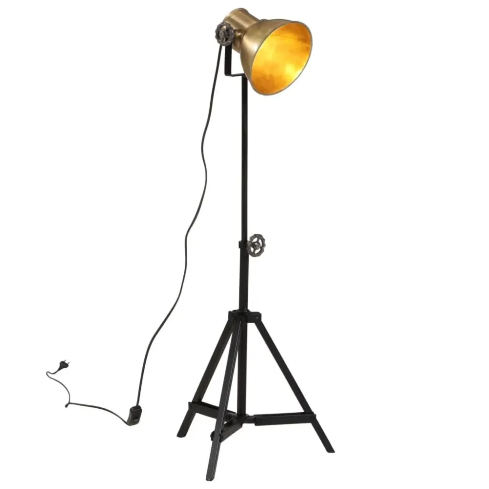 Candeeiro de pé 25 W 35x35x65/95 cm E27 âmbar escuro antigo com Garantia