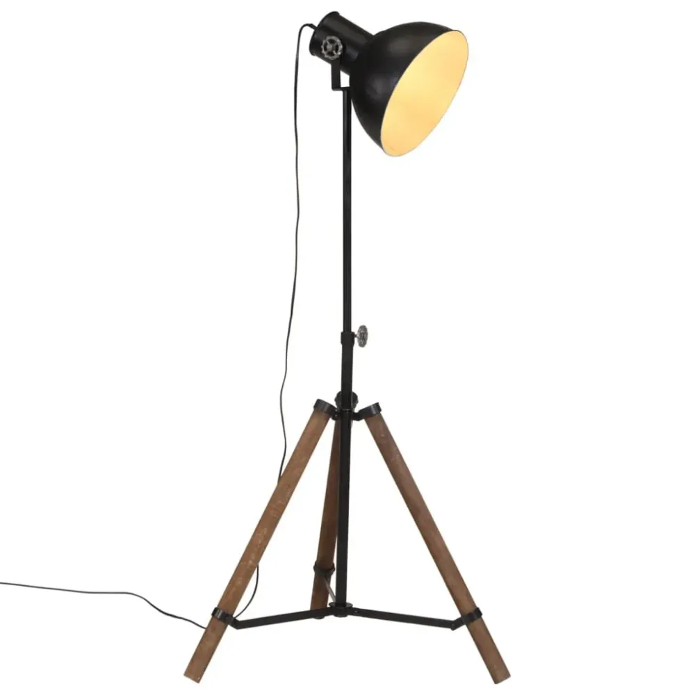 Candeeiro de pé 25 W 75x75x90-150 cm E27 preto com 3 Lâmpadas Incluídas
