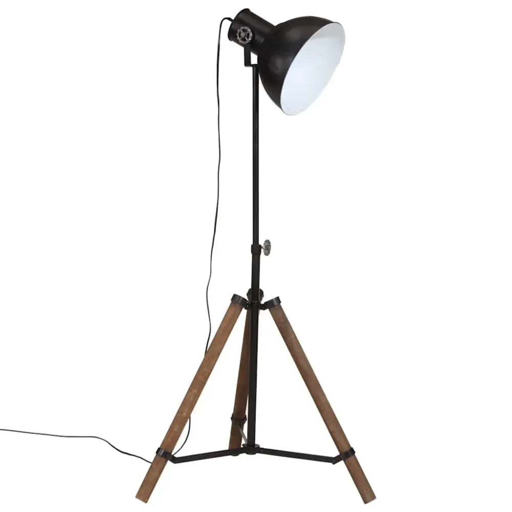 Candeeiro de pé 25 W 75x75x90-150 cm E27 preto com 3 Lâmpadas Incluídas