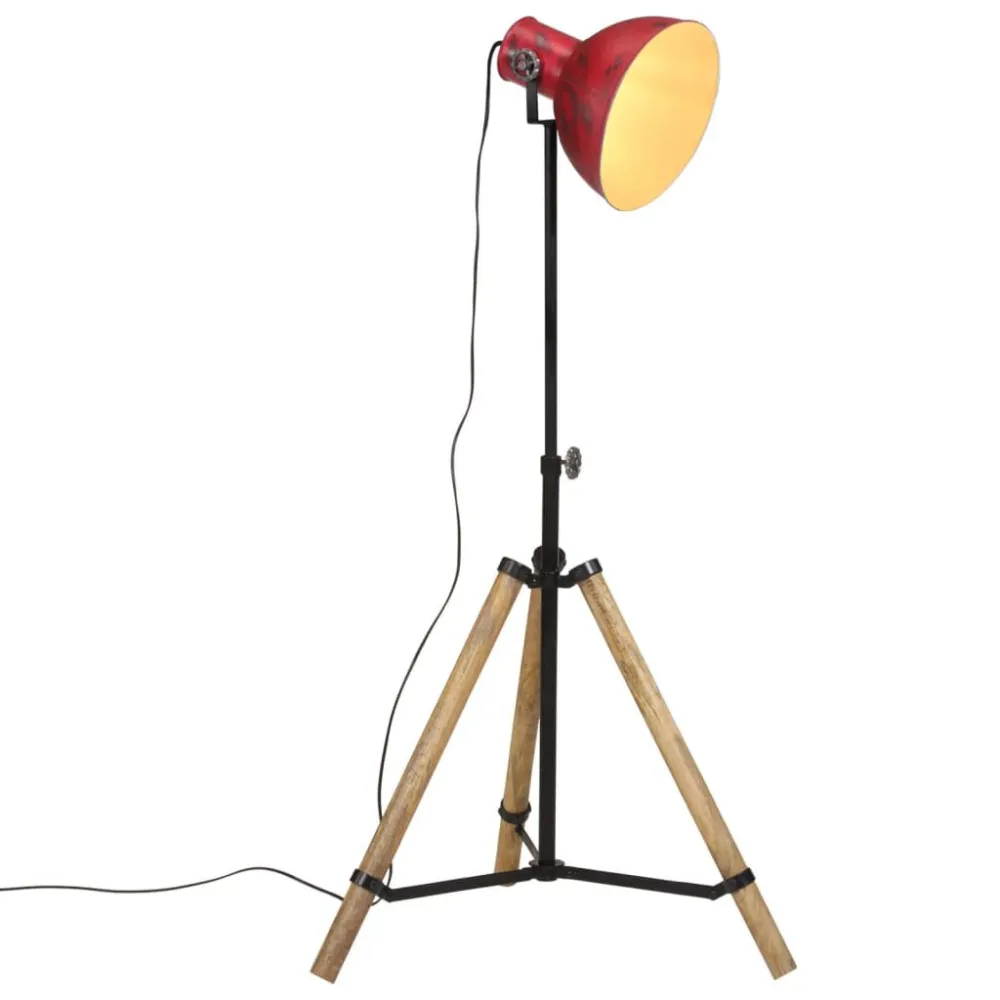 Candeeiro de pé 25 W 75x75x90-150 cm E27 vermelho desgastado | Ajustável | 9W