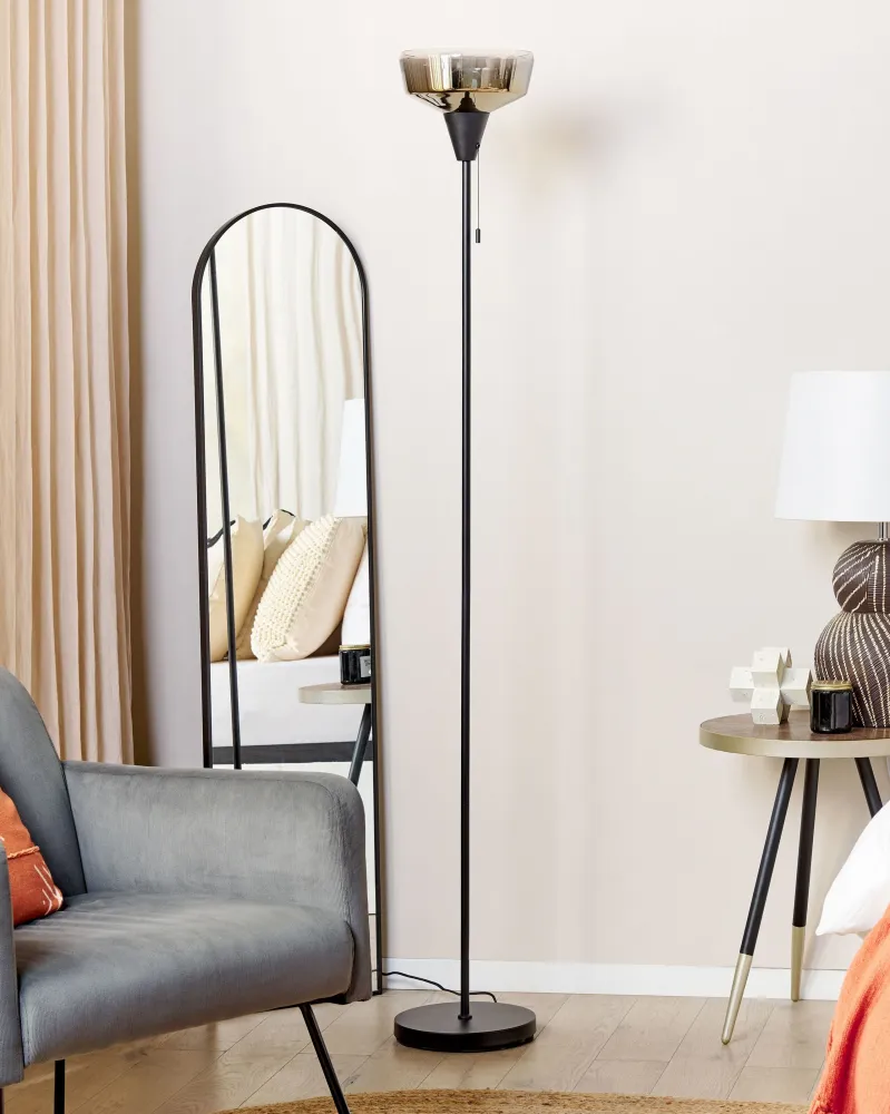 Candeeiro de chão em metálico preto e dourado 175 cm TALPARO com Luz Quente 2700K