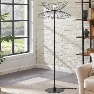 Candeeiro de pé filiforme - Metálico - .160 cm - Preto - MANIA (Modelo A19)