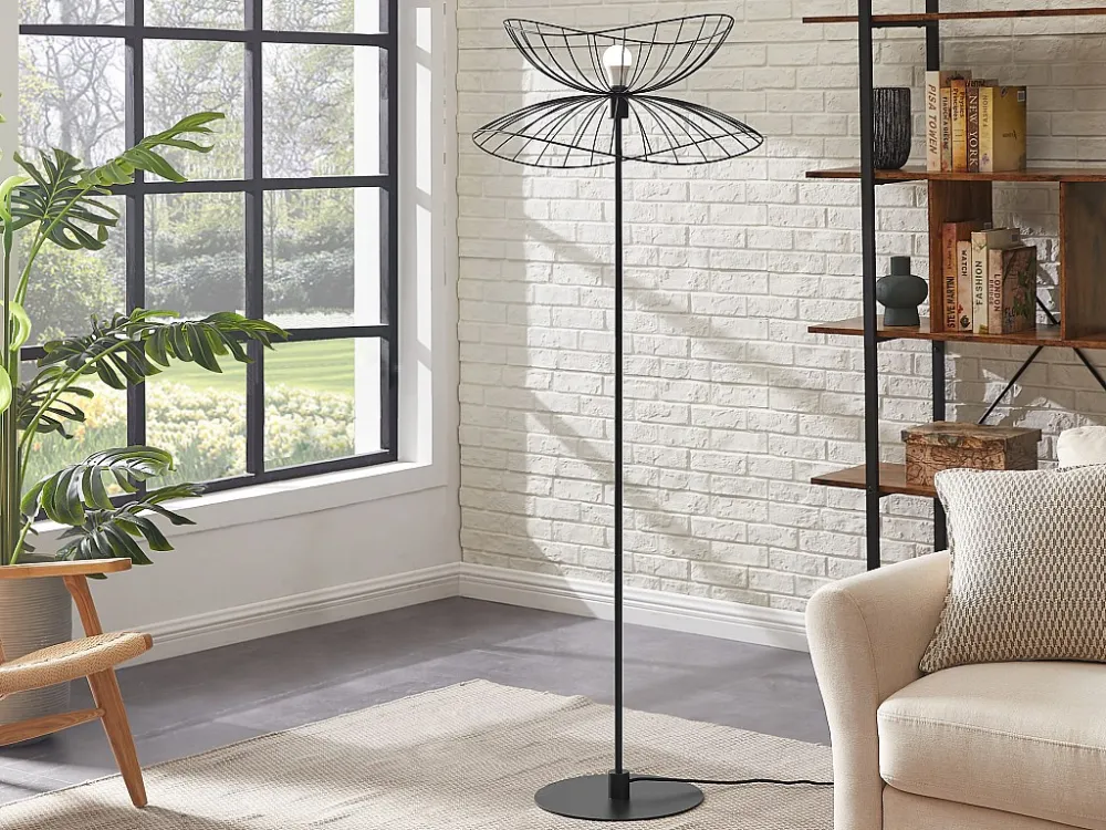 Candeeiro de pé filiforme - Metálico - .160 cm - Preto - MANIA (Modelo A19)