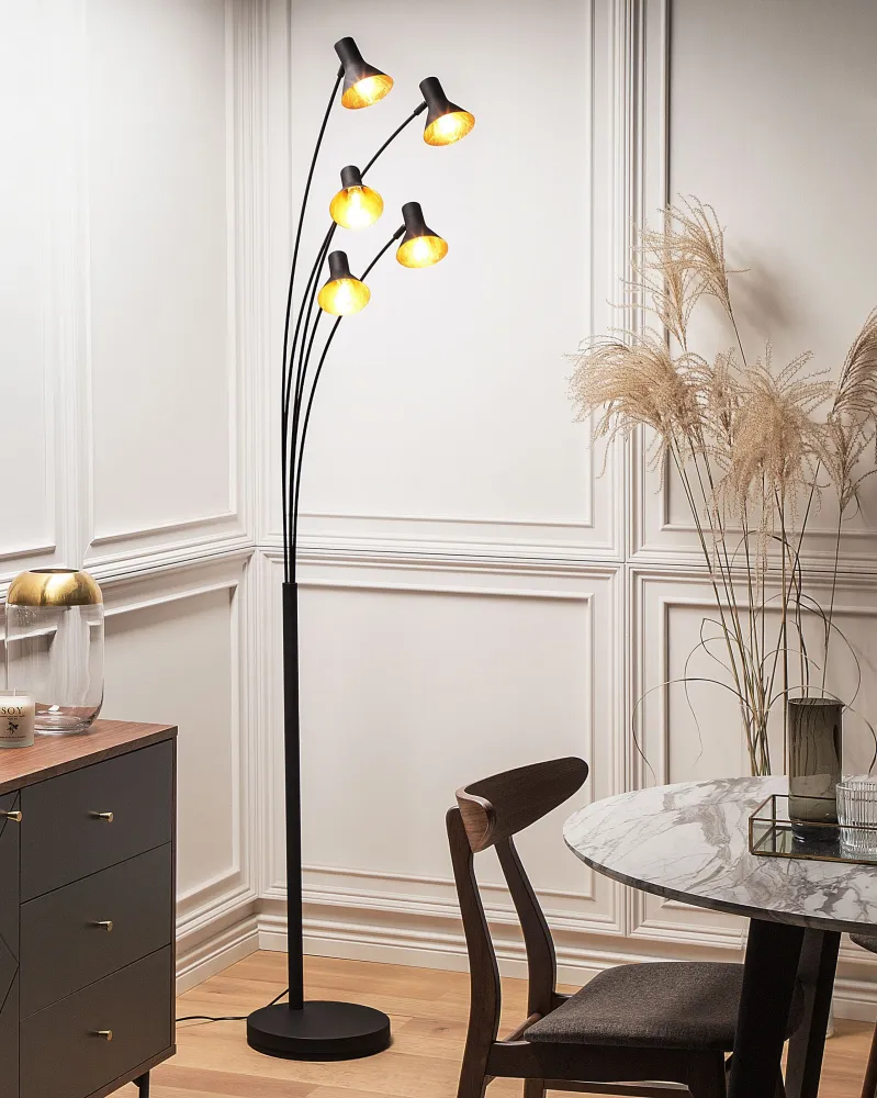 Candeeiro de pé preto 205 cm BARAGA com Base E27