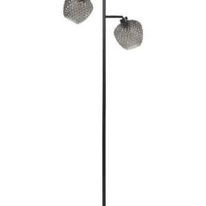 Design Moderno Candeeiro de pé com 2 abajures em metálico cinzento 161 cm SHERRY