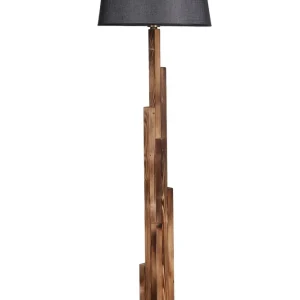 Lampião Picea H175cm Abeto maciço Integral e Tecido Preto com Controle de Intensidade